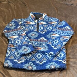 Wrangler Kids Blue and Brown Patterned Fleece Pullover